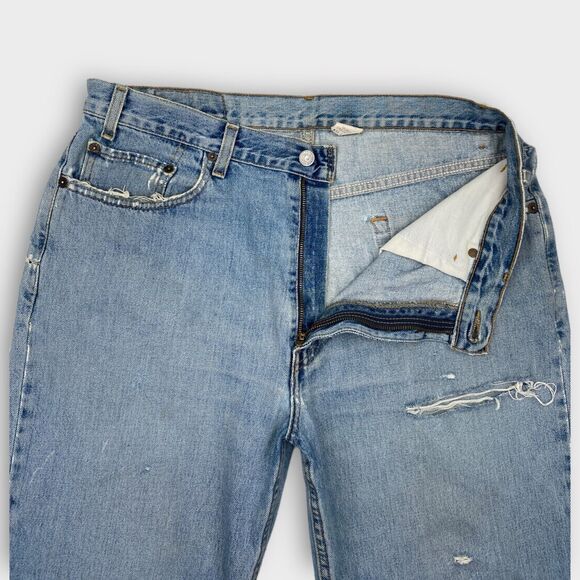 VINTAGE Levis Jeans Mens 36x32 Relaxed Straight Leg Distressed 90s Y2K Grunge - Picture 9 of 15